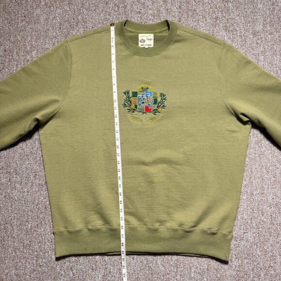 Aime Leon Dore x Drake's ALD Crest Logo Crewneck Sweatshirt Olive Green Mens XL - Picture 7 of 9
